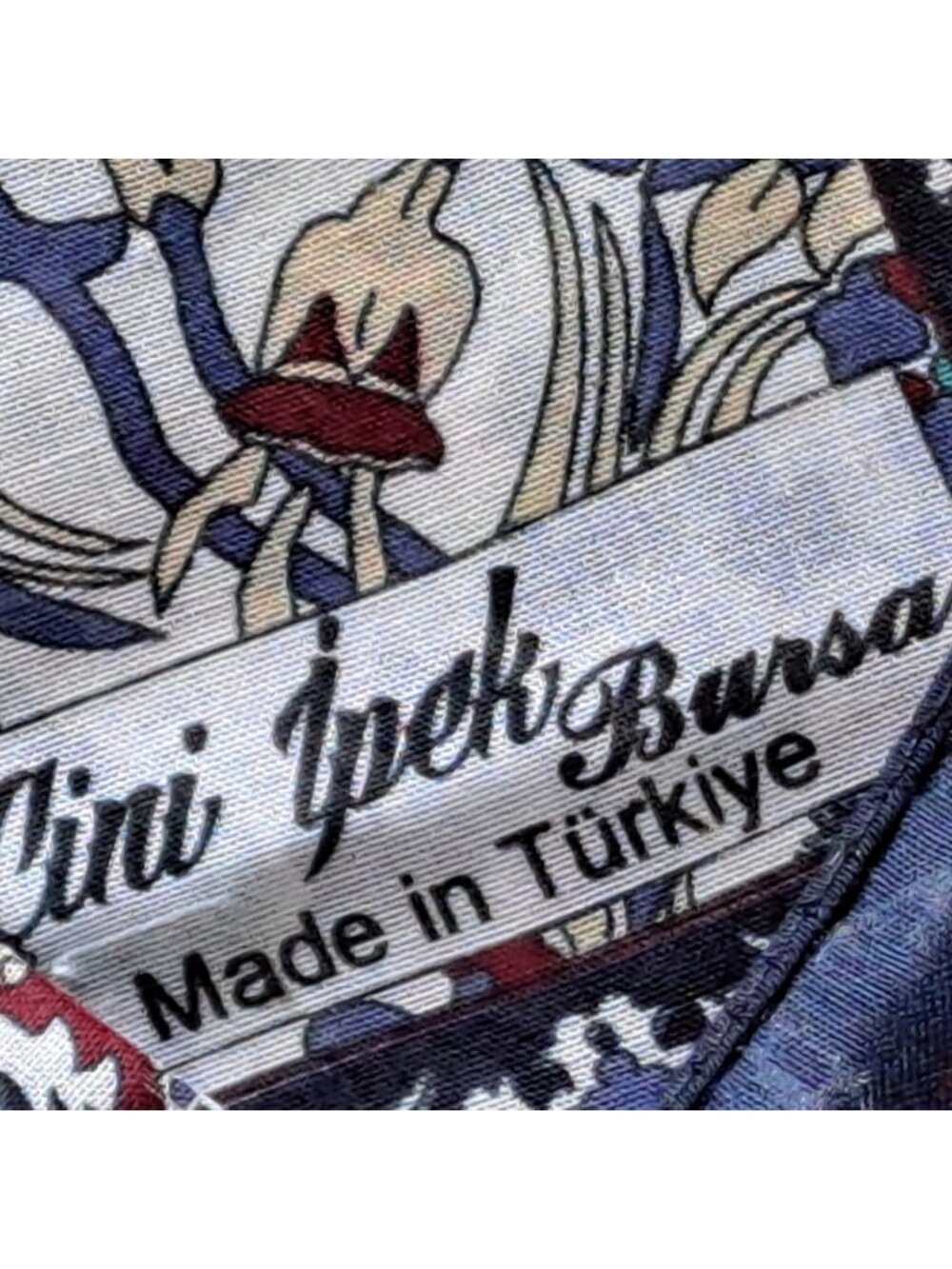 Vintage Çini Ipek Bursa Silk Scarf Floral Blue Maroon Multicolor Luxury Women's